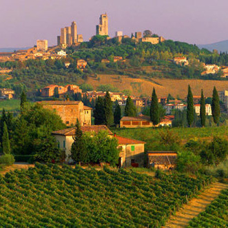 Villas on top of a hill in Chianti