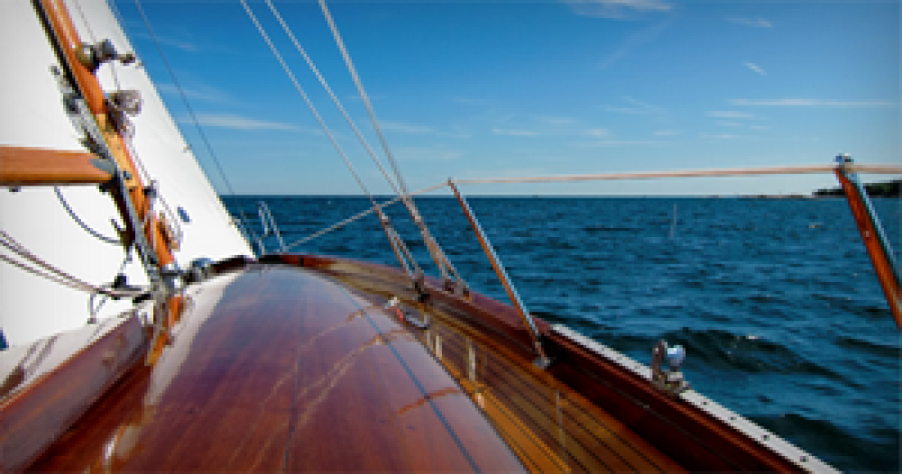 Champagne on a sail boat at the Cinqueterre