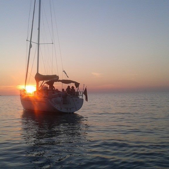 Sail boat with aperitivo on board