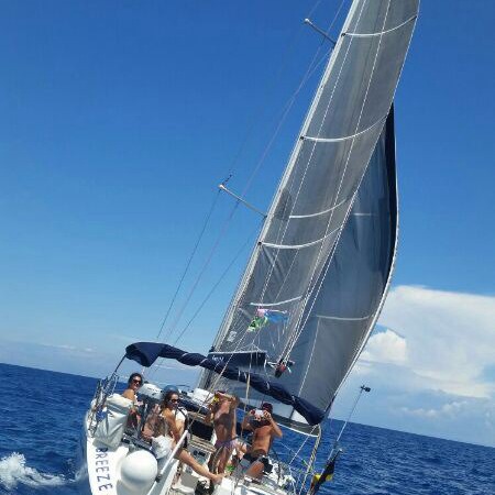 Sail boat with aperitivo on board